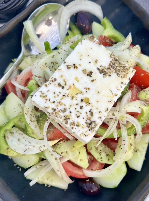 Feta Cheese on Greek Salad, Santorini Greece